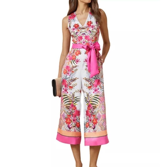 Ted Baker Dresses & Skirts - TED BAKER Solana Samba Printed Cropped jumpsuit, pink and white floral pattern